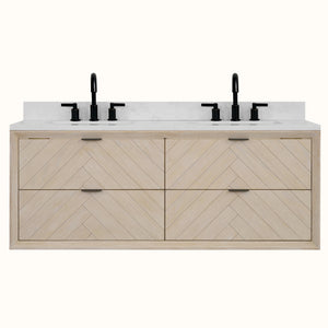 Legion Furniture 60" VANITY WHITEWASHED OAK FINISH WITH 1" THICK WHITE ARTIFICIAL STONE WH2660-WO