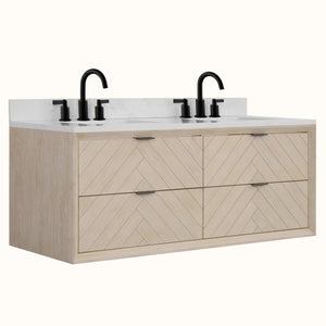 Legion Furniture 60" VANITY WHITEWASHED OAK FINISH WITH 1" THICK WHITE ARTIFICIAL STONE WH2660-WO