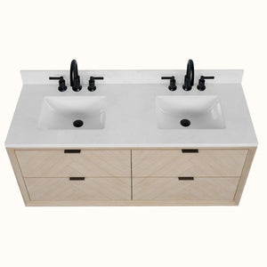 Legion Furniture 60" VANITY WHITEWASHED OAK FINISH WITH 1" THICK WHITE ARTIFICIAL STONE WH2660-WO