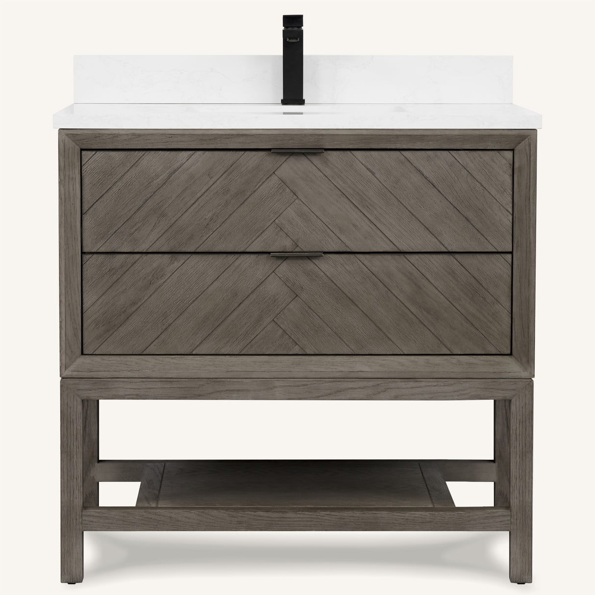 Legion Furniture 36" VANITY GREY OAK FINISH WITH 1" THICK WHITE ARTIFICIAL STONE WH2736-GO-KD