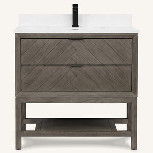 Legion Furniture 36" VANITY GREY OAK FINISH WITH 1" THICK WHITE ARTIFICIAL STONE WH2736-GO-KD