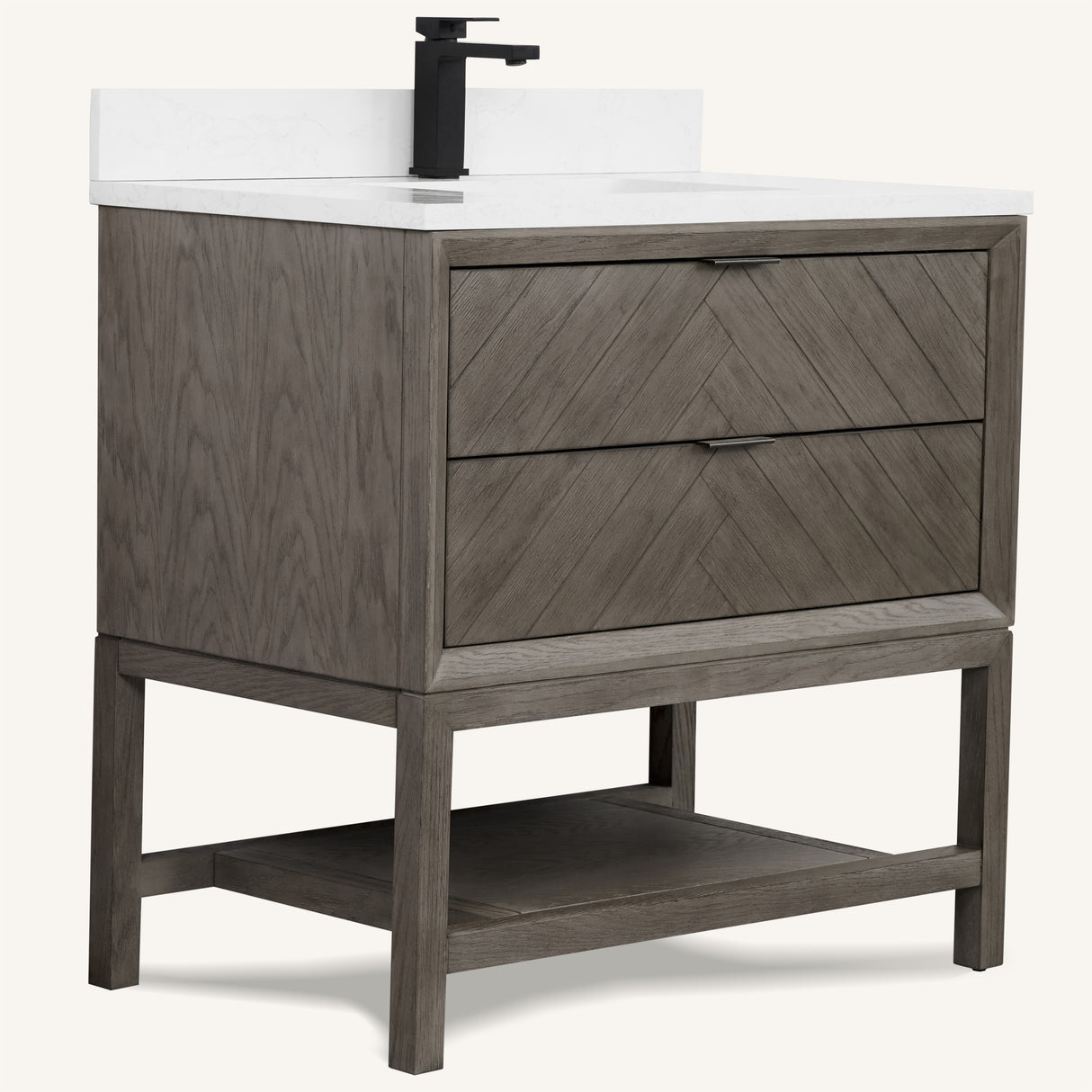 Legion Furniture 36" VANITY GREY OAK FINISH WITH 1" THICK WHITE ARTIFICIAL STONE WH2736-GO-KD