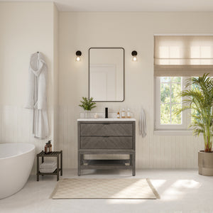 Legion Furniture 36" VANITY GREY OAK FINISH WITH 1" THICK WHITE ARTIFICIAL STONE WH2736-GO-KD
