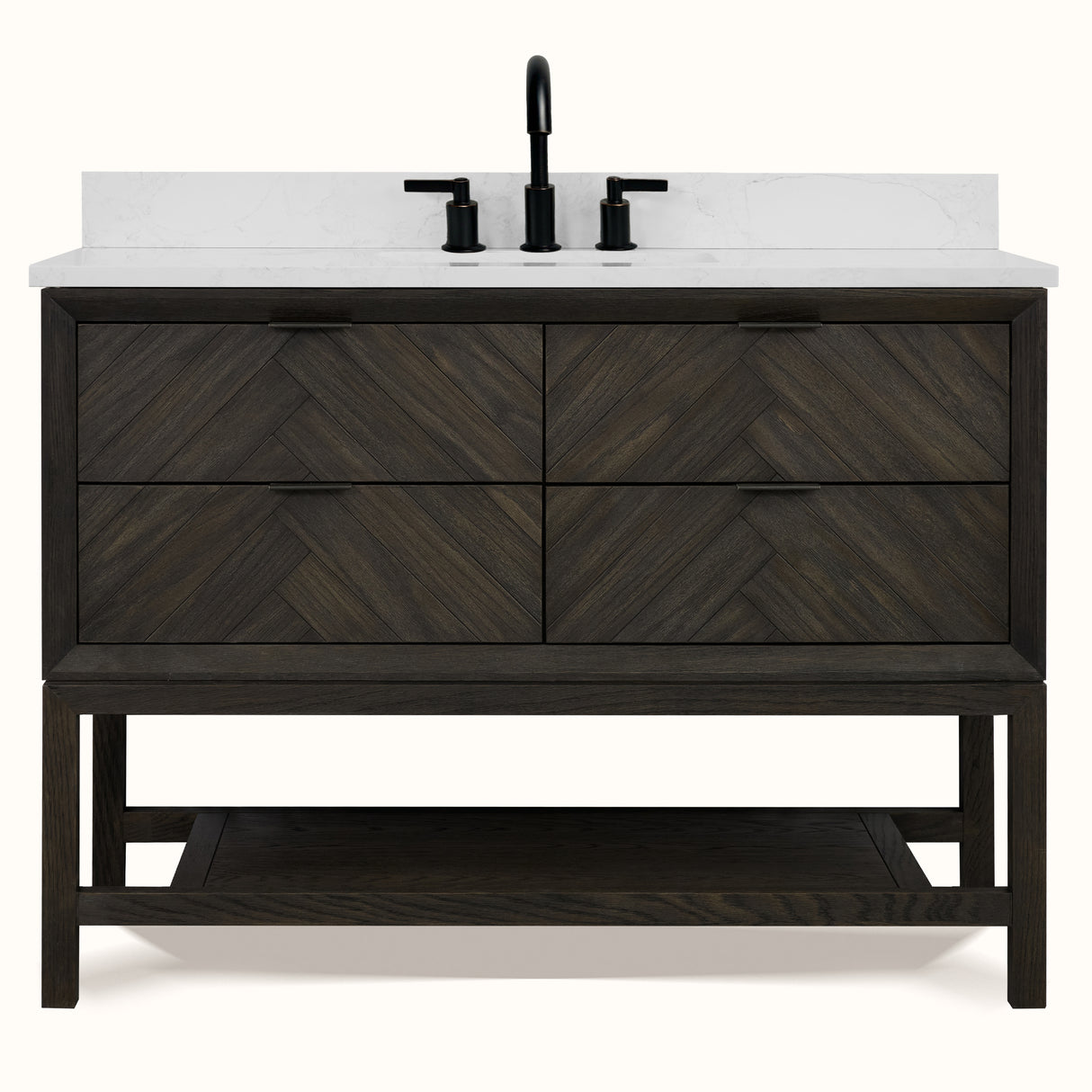 Legion Furniture 48" VANITY BROWN OAK FINISH WITH 1" THICK WHITE ARTIFICIAL STONE WH2748-BO-KD