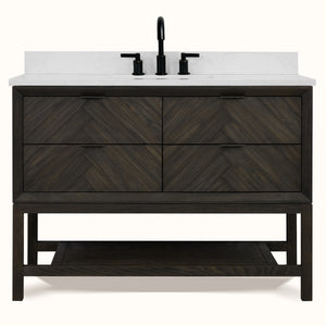 Legion Furniture 48" VANITY BROWN OAK FINISH WITH 1" THICK WHITE ARTIFICIAL STONE WH2748-BO-KD