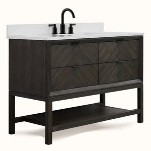 Legion Furniture 48" VANITY BROWN OAK FINISH WITH 1" THICK WHITE ARTIFICIAL STONE WH2748-BO-KD