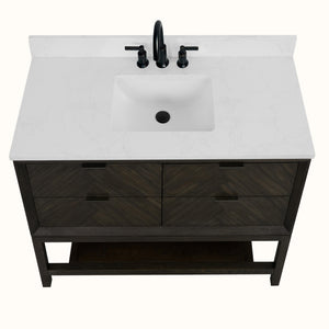 Legion Furniture 48" VANITY BROWN OAK FINISH WITH 1" THICK WHITE ARTIFICIAL STONE WH2748-BO-KD