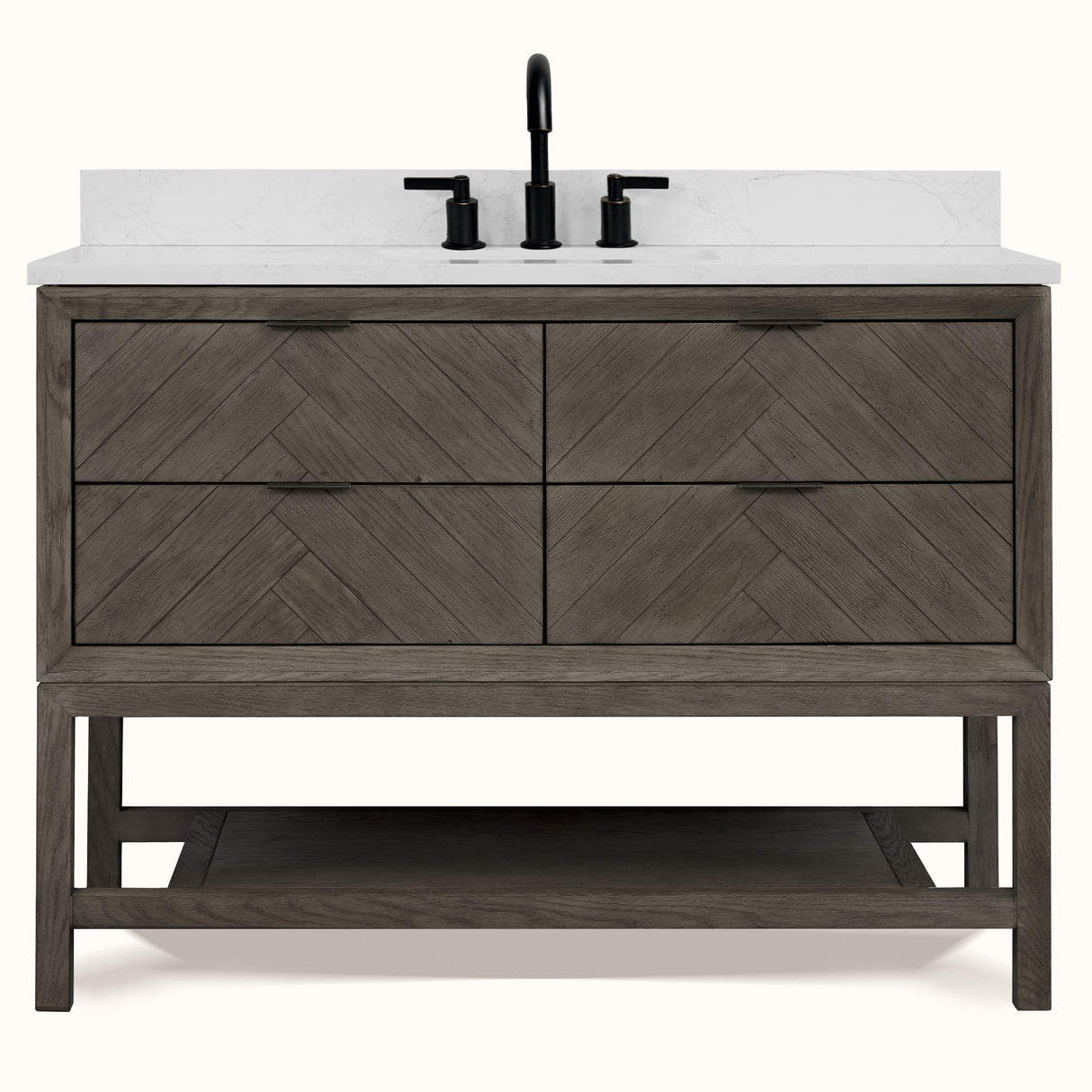 Legion Furniture 48" VANITY GREY OAK FINISH WITH 1" THICK WHITE ARTIFICIAL STONE WH2748-GO-KD
