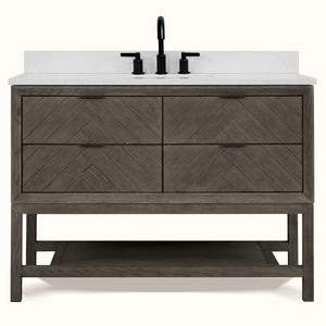 Legion Furniture 48" VANITY GREY OAK FINISH WITH 1" THICK WHITE ARTIFICIAL STONE WH2748-GO-KD