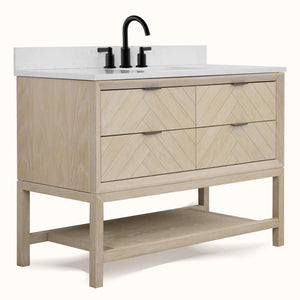 Legion Furniture 48" VANITY WHITEWASHED OAK FINISH WITH 1" THICK WHITE ARTIFICIAL STONE WH2748-WO-KD