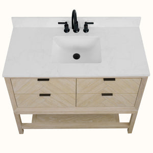 Legion Furniture 48" VANITY WHITEWASHED OAK FINISH WITH 1" THICK WHITE ARTIFICIAL STONE WH2748-WO-KD