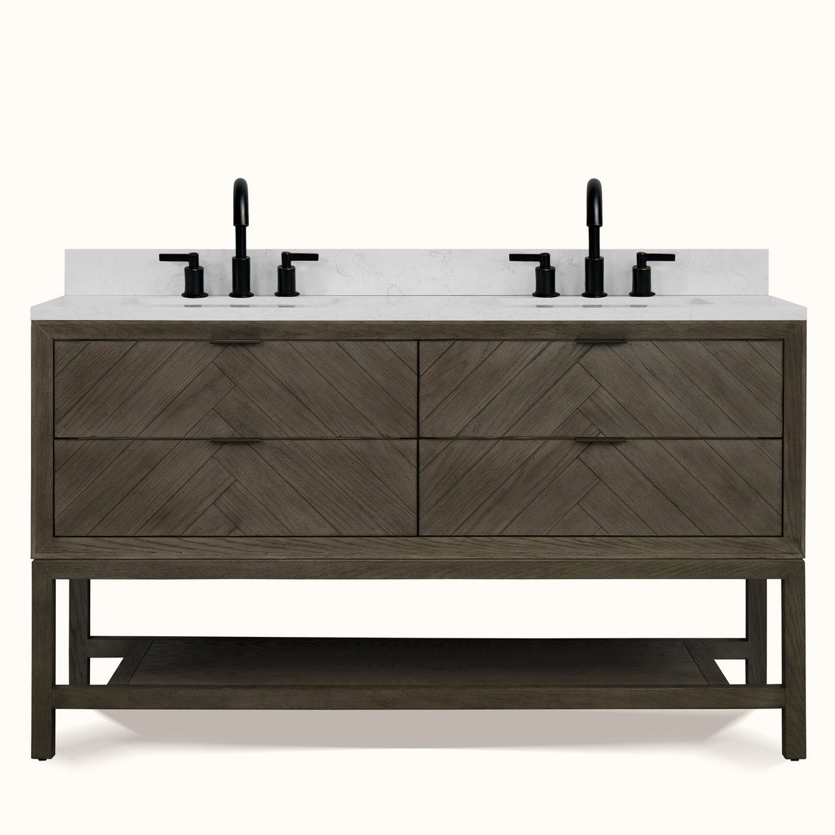 Legion Furniture 60" VANITY GREY OAK FINISH WITH 1" THICK WHITE ARTIFICIAL STONE WH2760-GO-KD