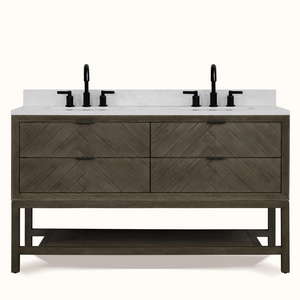 Legion Furniture 60" VANITY GREY OAK FINISH WITH 1" THICK WHITE ARTIFICIAL STONE WH2760-GO-KD