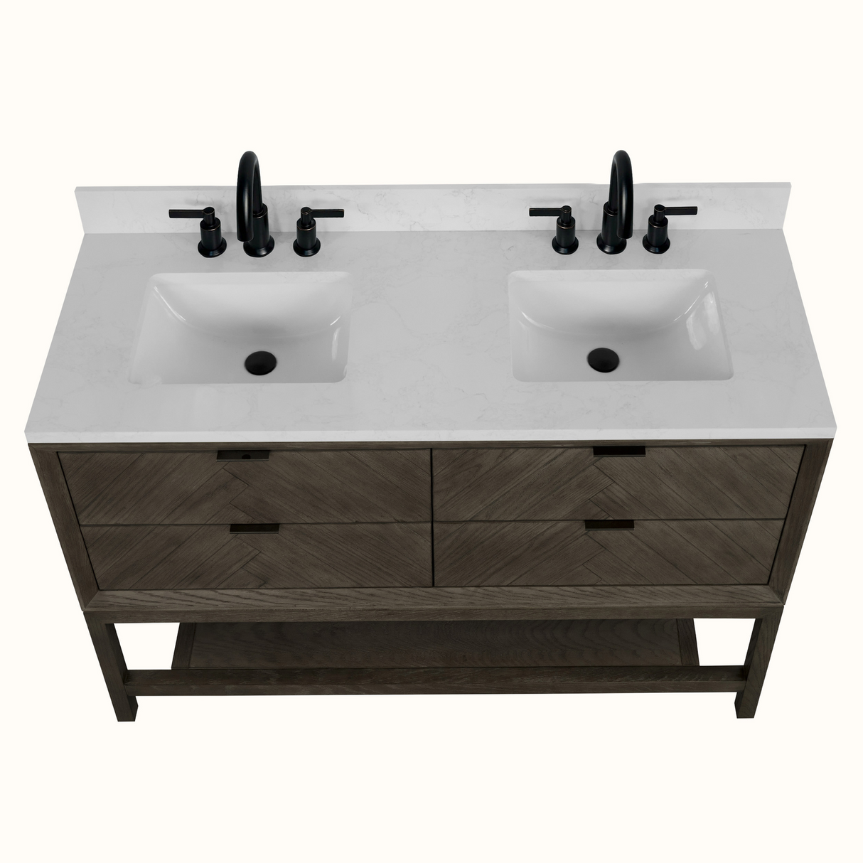 Legion Furniture 60" VANITY GREY OAK FINISH WITH 1" THICK WHITE ARTIFICIAL STONE WH2760-GO-KD