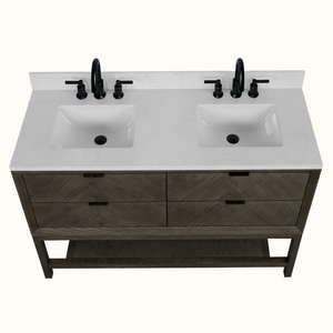 Legion Furniture 60" VANITY GREY OAK FINISH WITH 1" THICK WHITE ARTIFICIAL STONE WH2760-GO-KD