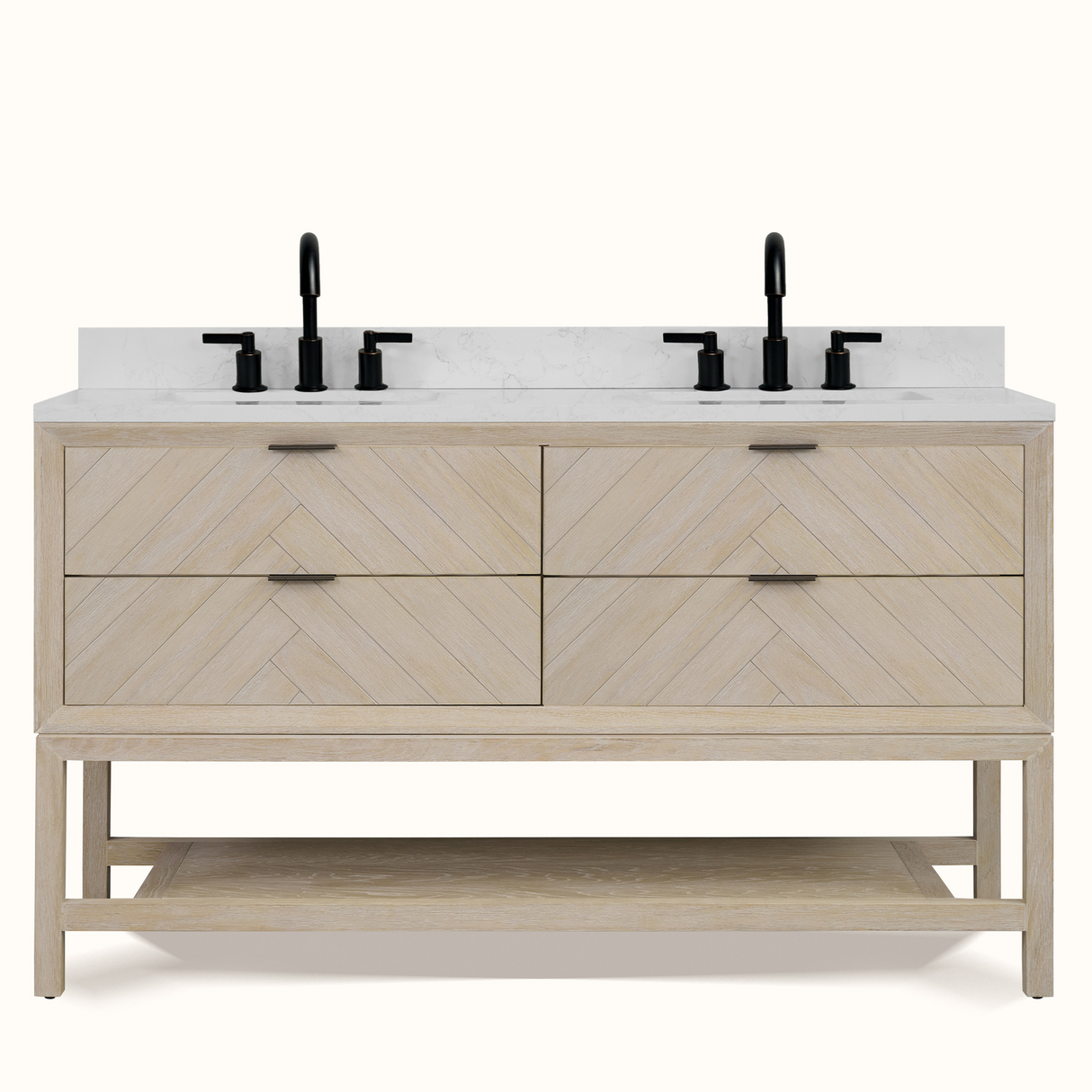 Legion Furniture 60" VANITY WHITEWASHED OAK FINISH WITH 1" THICK WHITE ARTIFICIAL STONE WH2760-WO-KD