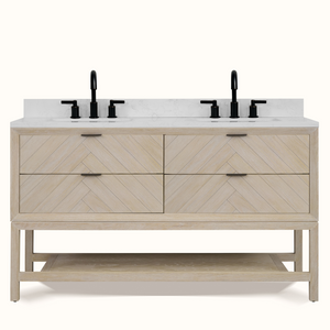 Legion Furniture 60" VANITY WHITEWASHED OAK FINISH WITH 1" THICK WHITE ARTIFICIAL STONE WH2760-WO-KD