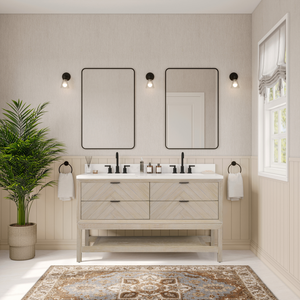 Legion Furniture 60" VANITY WHITEWASHED OAK FINISH WITH 1" THICK WHITE ARTIFICIAL STONE WH2760-WO-KD