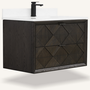 Legion Furniture 36" VANITY BROWN OAK FINISH WITH 1" THICK WHITE ARTIFICIAL STONE WH2836-BO