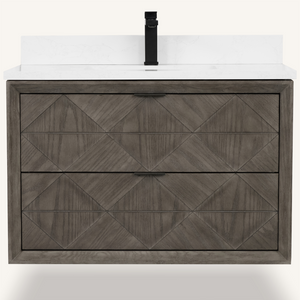 Legion Furniture 36" VANITY GREY OAK FINISH WITH 1" THICK WHITE ARTIFICIAL STONE WH2836-GO