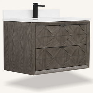 Legion Furniture 36" VANITY GREY OAK FINISH WITH 1" THICK WHITE ARTIFICIAL STONE WH2836-GO