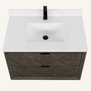 Legion Furniture 36" VANITY GREY OAK FINISH WITH 1" THICK WHITE ARTIFICIAL STONE WH2836-GO