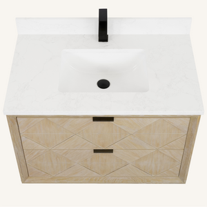 Legion Furniture 36" VANITY WHITEWASHED OAK FINISH WITH 1" THICK WHITE ARTIFICIAL STONE WH2836-WO