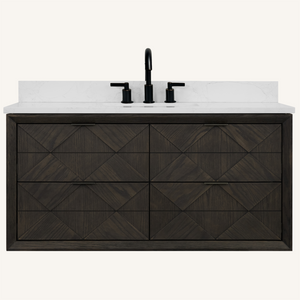 Legion Furniture 48" VANITY BROWN OAK FINISH WITH 1" THICK WHITE ARTIFICIAL STONE WH2848-BO