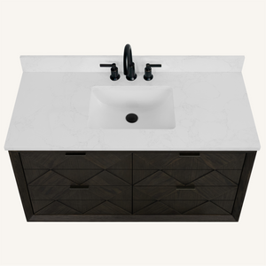 Legion Furniture 48" VANITY BROWN OAK FINISH WITH 1" THICK WHITE ARTIFICIAL STONE WH2848-BO