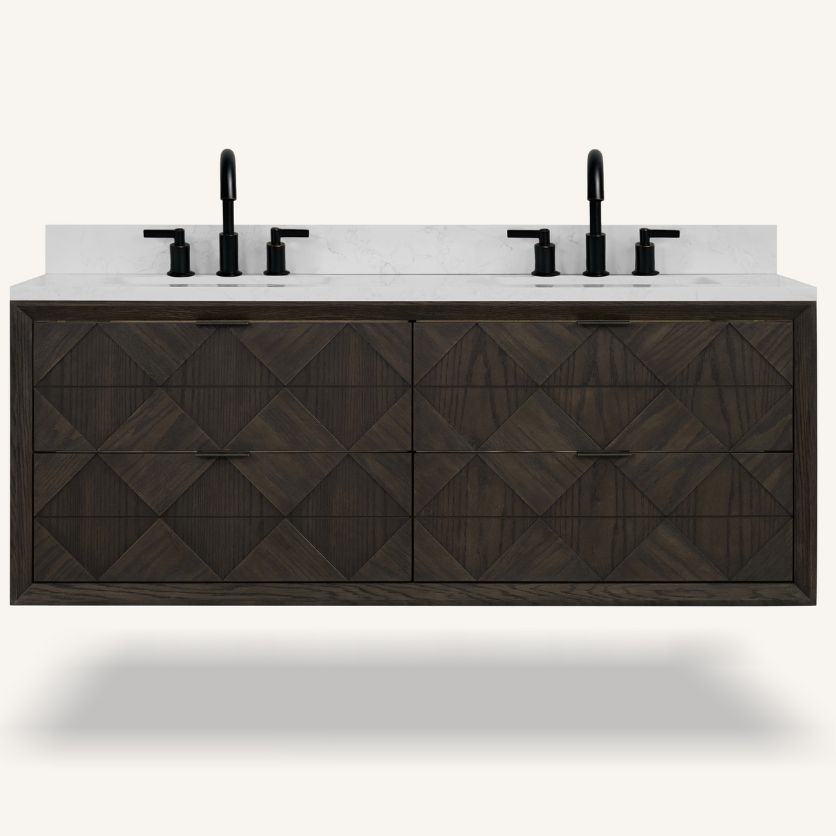 Legion Furniture 60" VANITY BROWN OAK FINISH WITH 1" THICK WHITE ARTIFICIAL STONE WH2860-BO