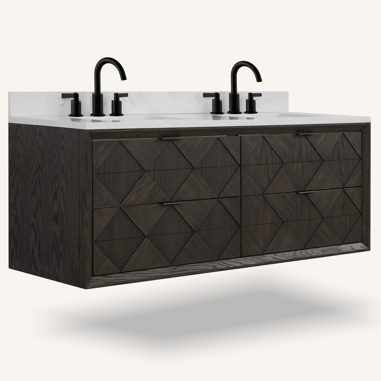 Legion Furniture 60" VANITY BROWN OAK FINISH WITH 1" THICK WHITE ARTIFICIAL STONE WH2860-BO