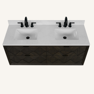 Legion Furniture 60" VANITY BROWN OAK FINISH WITH 1" THICK WHITE ARTIFICIAL STONE WH2860-BO