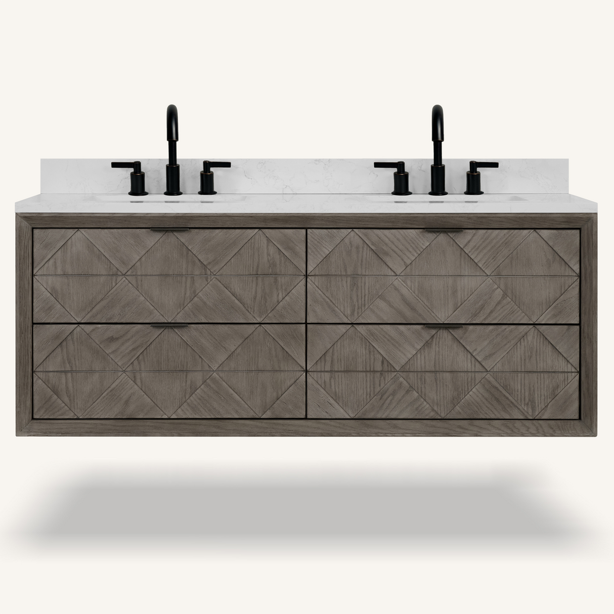 Legion Furniture 60" VANITY GREY OAK FINISH WITH 1" THICK WHITE ARTIFICIAL STONE WH2860-GO