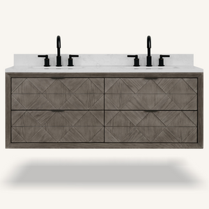 Legion Furniture 60" VANITY GREY OAK FINISH WITH 1" THICK WHITE ARTIFICIAL STONE WH2860-GO