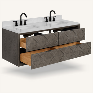 Legion Furniture 60" VANITY GREY OAK FINISH WITH 1" THICK WHITE ARTIFICIAL STONE WH2860-GO