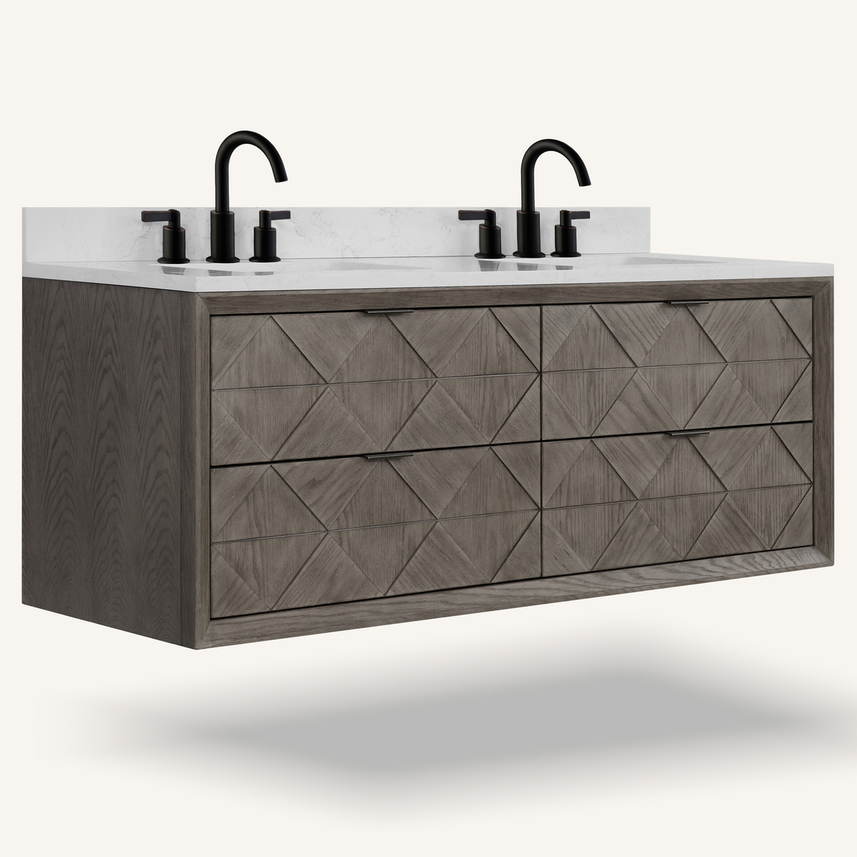 Legion Furniture 60" VANITY GREY OAK FINISH WITH 1" THICK WHITE ARTIFICIAL STONE WH2860-GO
