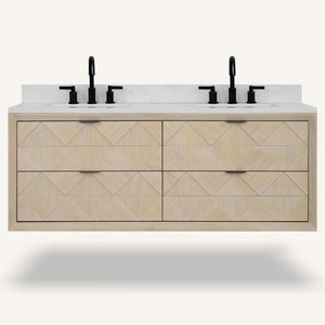 Legion Furniture 60" VANITY WHITEWASHED OAK FINISH WITH 1" THICK WHITE ARTIFICIAL STONE WH2860-WO