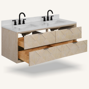 Legion Furniture 60" VANITY WHITEWASHED OAK FINISH WITH 1" THICK WHITE ARTIFICIAL STONE WH2860-WO