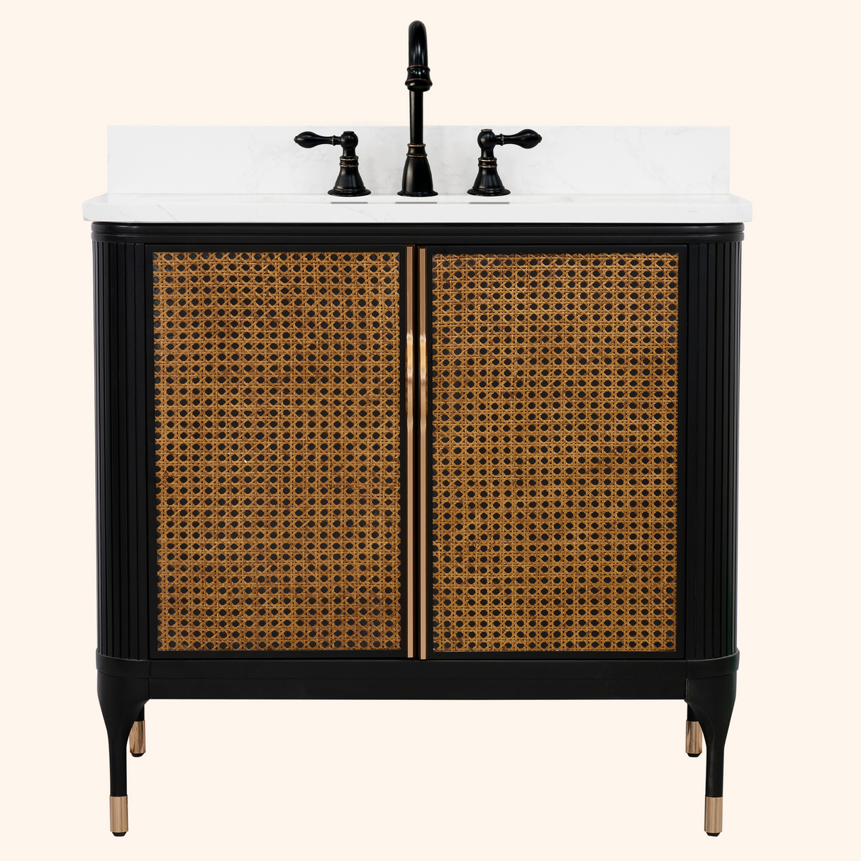 Legion Furniture 36" VANITY BLACK BIRCH FINISH WITH 1" THICK WHITE ARTIFICIAL STONE WH2936-EB-KD