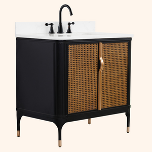 Legion Furniture 36" VANITY BLACK BIRCH FINISH WITH 1" THICK WHITE ARTIFICIAL STONE WH2936-EB-KD