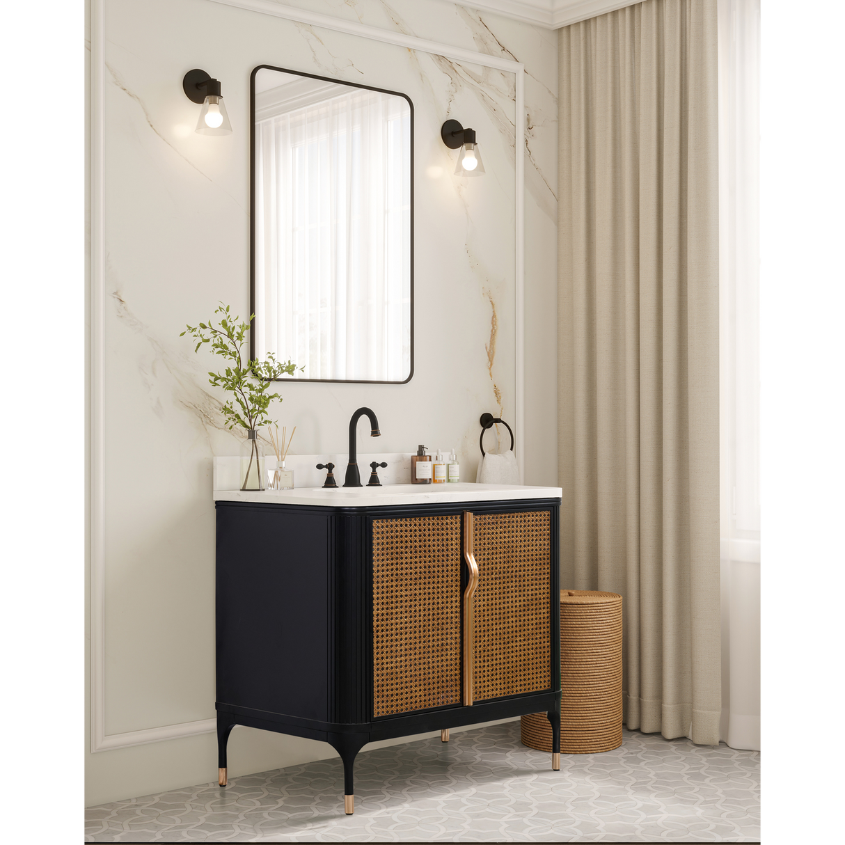 Legion Furniture 36" VANITY BLACK BIRCH FINISH WITH 1" THICK WHITE ARTIFICIAL STONE WH2936-EB-KD