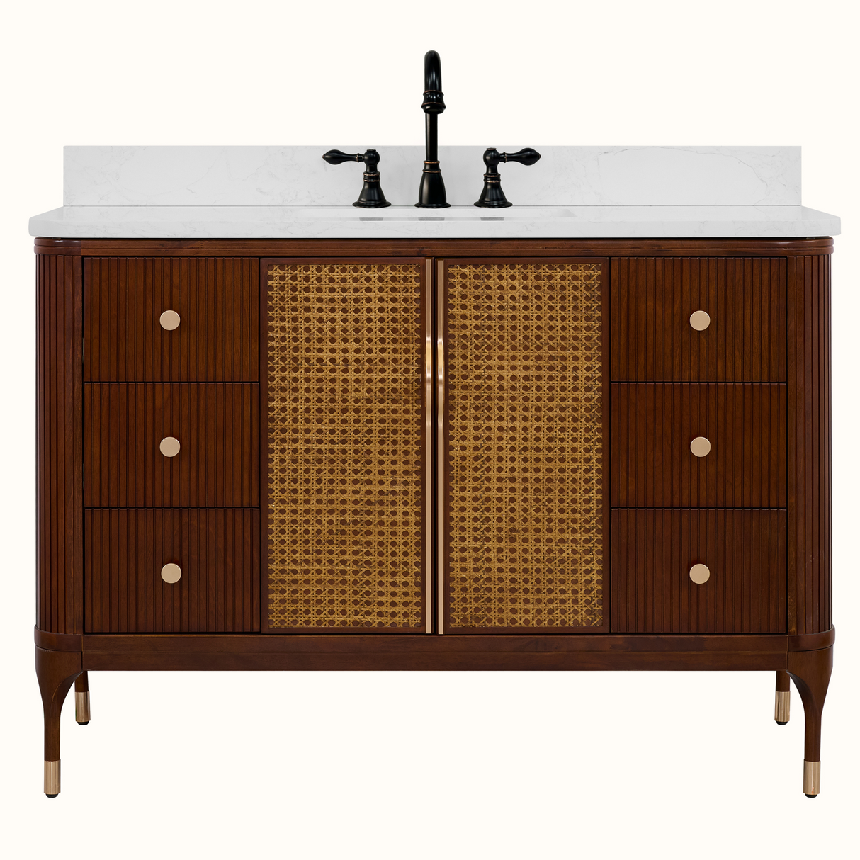 Legion Furniture 48" VANITY BROWN BIRCH FINISH WITH 1" THICK WHITE ARTIFICIAL STONE WH2948-BB-KD