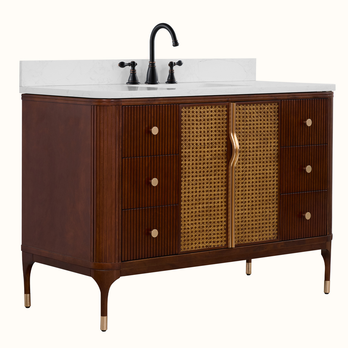 Legion Furniture 48" VANITY BROWN BIRCH FINISH WITH 1" THICK WHITE ARTIFICIAL STONE WH2948-BB-KD