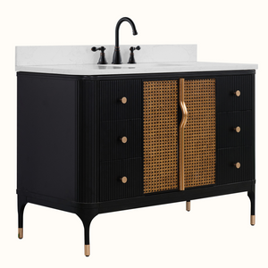 Legion Furniture 48" VANITY BLACK BIRCH FINISH WITH 1" THICK WHITE ARTIFICIAL STONE WH2948-EB-KD