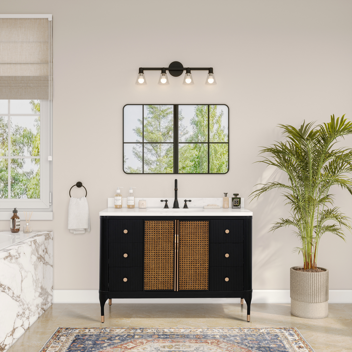 Legion Furniture 48" VANITY BLACK BIRCH FINISH WITH 1" THICK WHITE ARTIFICIAL STONE WH2948-EB-KD