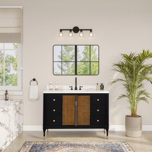Legion Furniture 48" VANITY BLACK BIRCH FINISH WITH 1" THICK WHITE ARTIFICIAL STONE WH2948-EB-KD