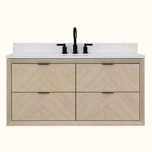 Legion Furniture 48" VANITY WHITEWASHED OAK FINISH WITH 1" THICK WHITE ARTIFICIAL STONE WH2648-WO