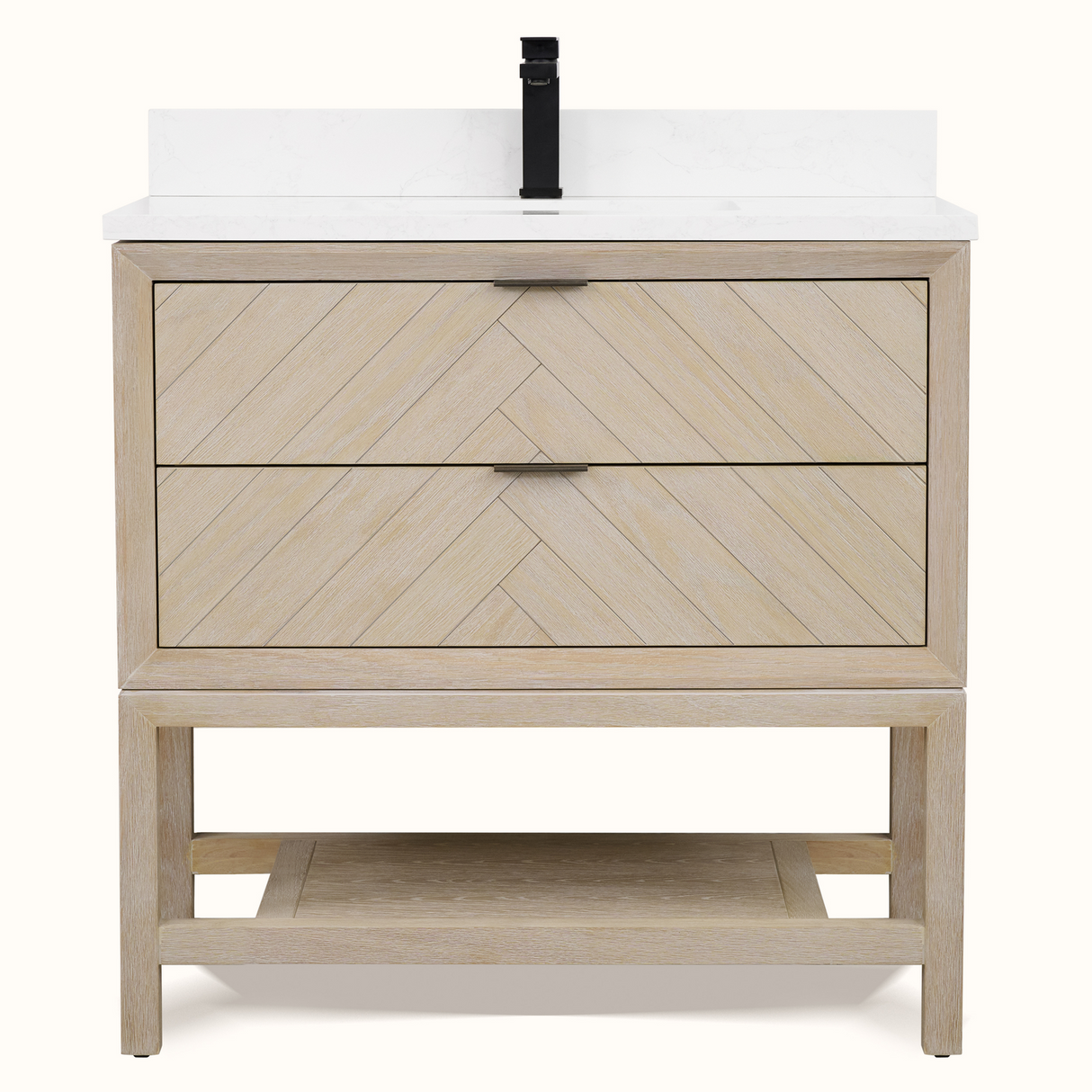 Legion Furniture 36" VANITY WHITEWASHED OAK FINISH WITH 1" THICK WHITE ARTIFICIAL STONE WH2736-WO-KD