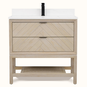 Legion Furniture 36" VANITY WHITEWASHED OAK FINISH WITH 1" THICK WHITE ARTIFICIAL STONE WH2736-WO-KD