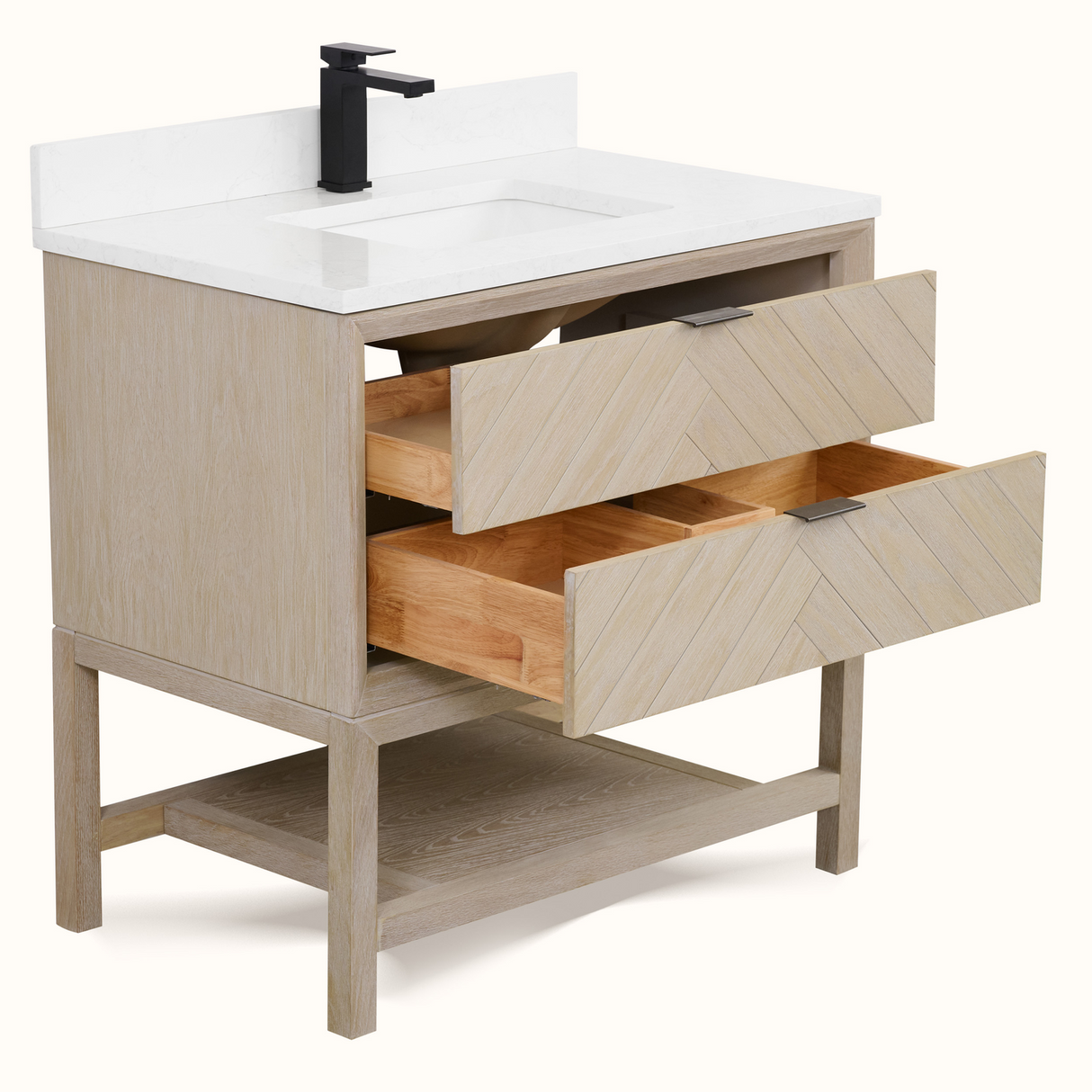 Legion Furniture 36" VANITY WHITEWASHED OAK FINISH WITH 1" THICK WHITE ARTIFICIAL STONE WH2736-WO-KD